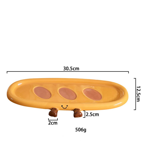 Adorable Ceramic Baguette Plate - Breakfast Snack Tray Fun & Functional Design - Picture 4 of 4